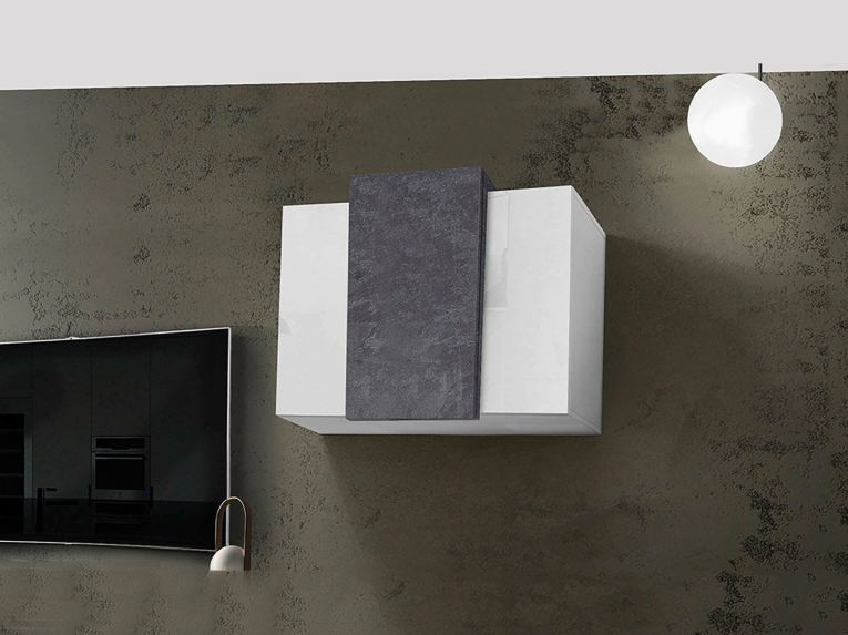 Pensile bagno 3 ante 90x66h cm bianco lucido e ardesia - Andras