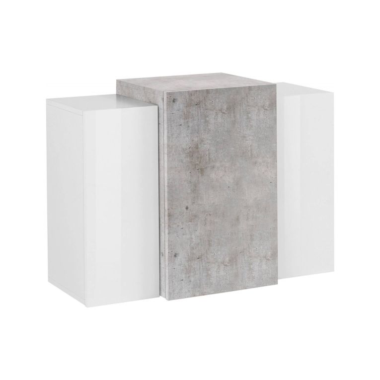 Pensile bagno 3 ante 90x66h cm bianco lucido e cemento - Andras