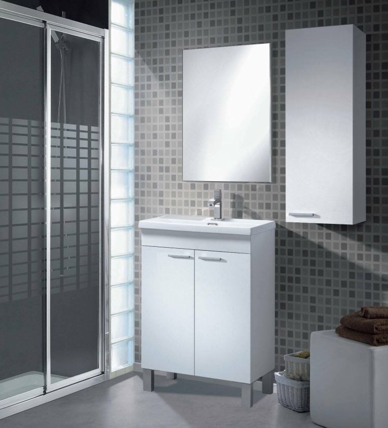 Pensile bagno modulabile 30x85h cm bianco lucido - Alcott