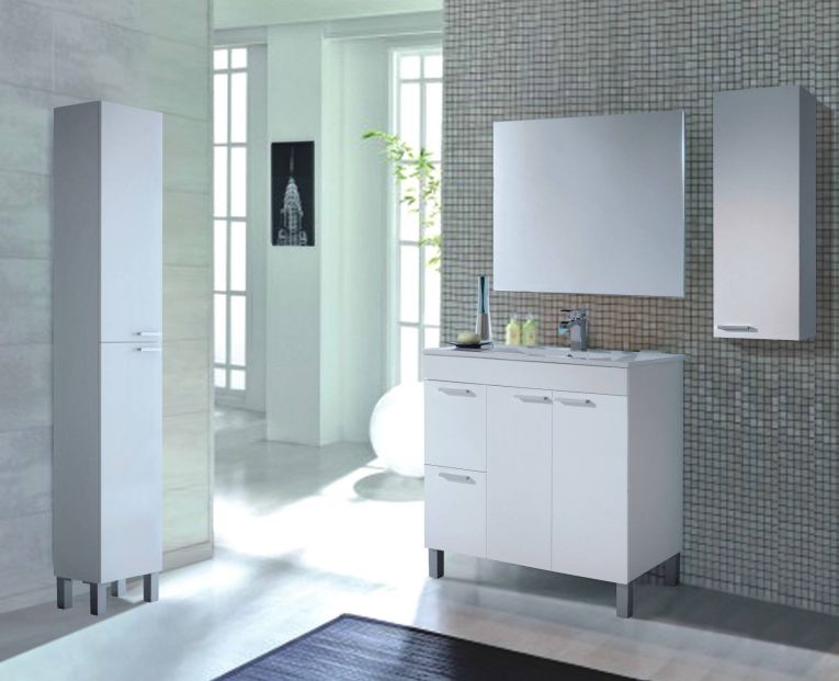 Pensile bagno modulabile 30x85h cm bianco lucido - Alcott