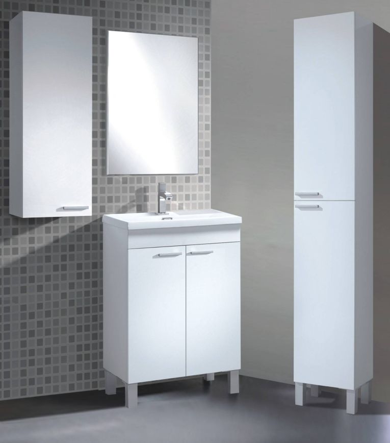 Pensile bagno modulabile 30x85h cm bianco lucido - Alcott