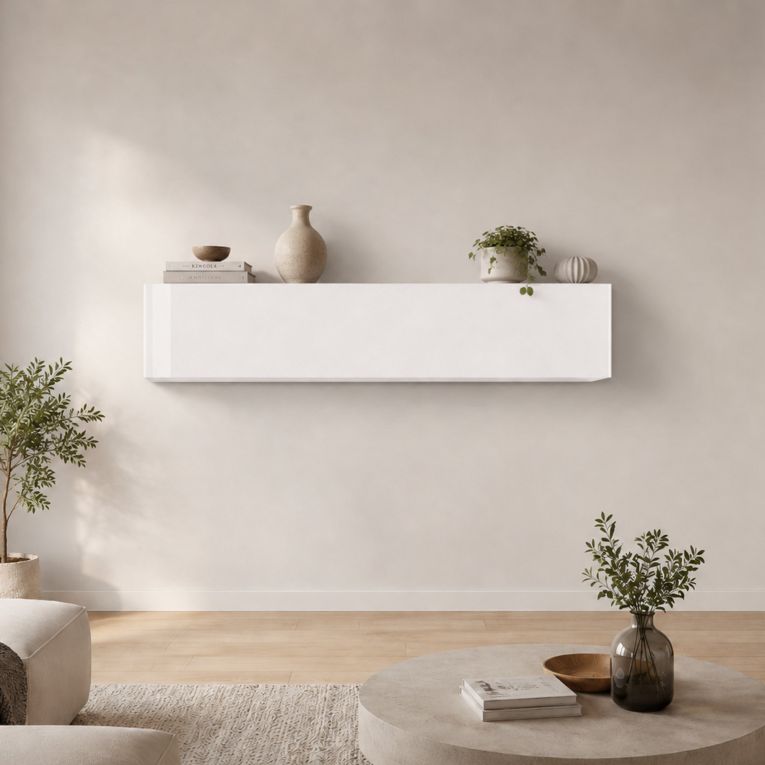 Pensile moderno 180x40h cm bianco lucido - Anette