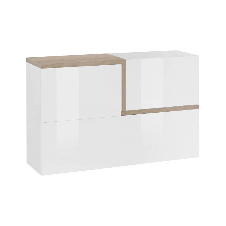 Pensile moderno 4 ante 100x63h cm bianco lucido e acero - Anico