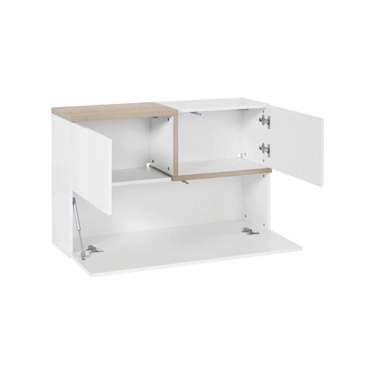 Pensile moderno 4 ante 100x63h cm bianco lucido e acero - Anico
