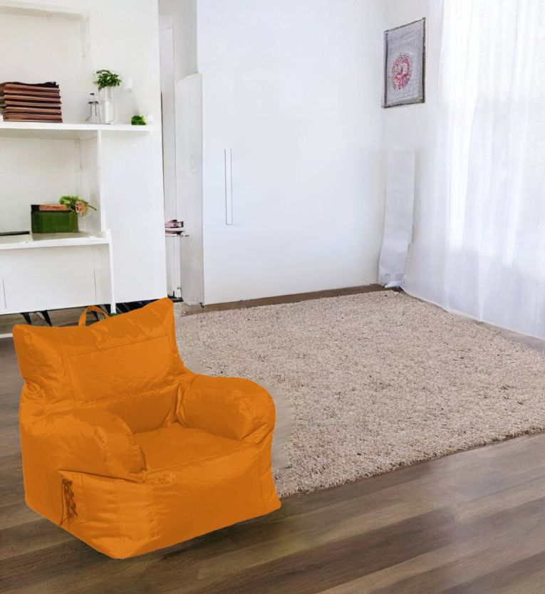 Poltrona Ababa, Seduta imbottita, Divano singolo da salotto, Sedia con braccioli, Made in Italy, 75x65 h70 cm, Arancione