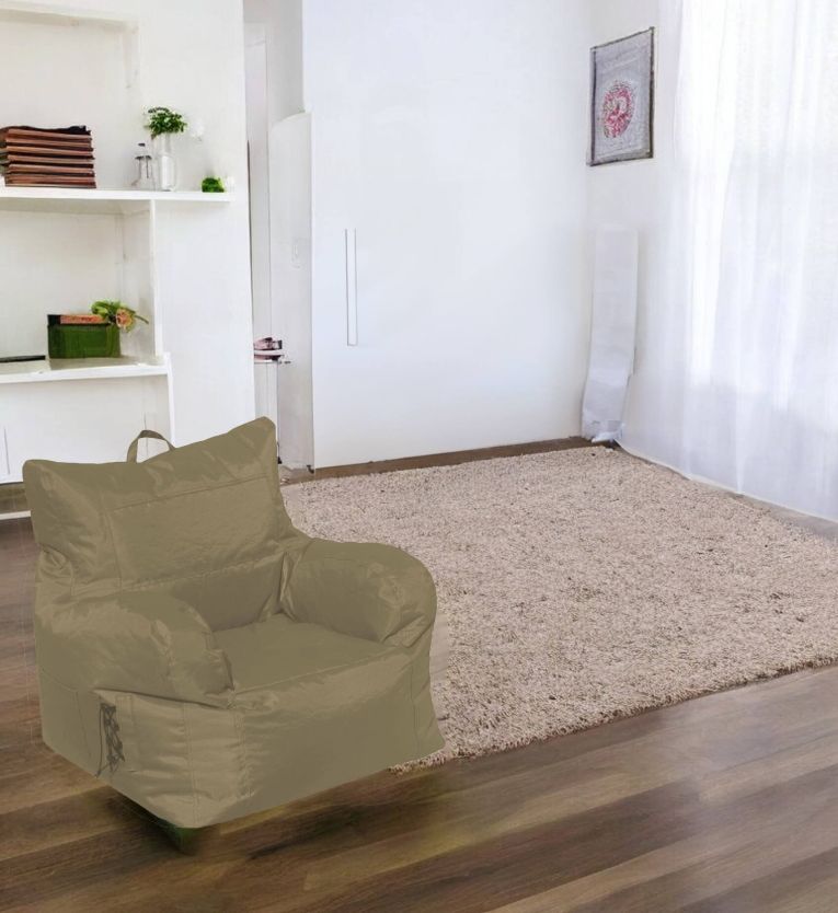 Poltrona Ababa, Seduta imbottita, Divano singolo da salotto, Sedia con braccioli, Made in Italy, 75x65 h70 cm, Beige