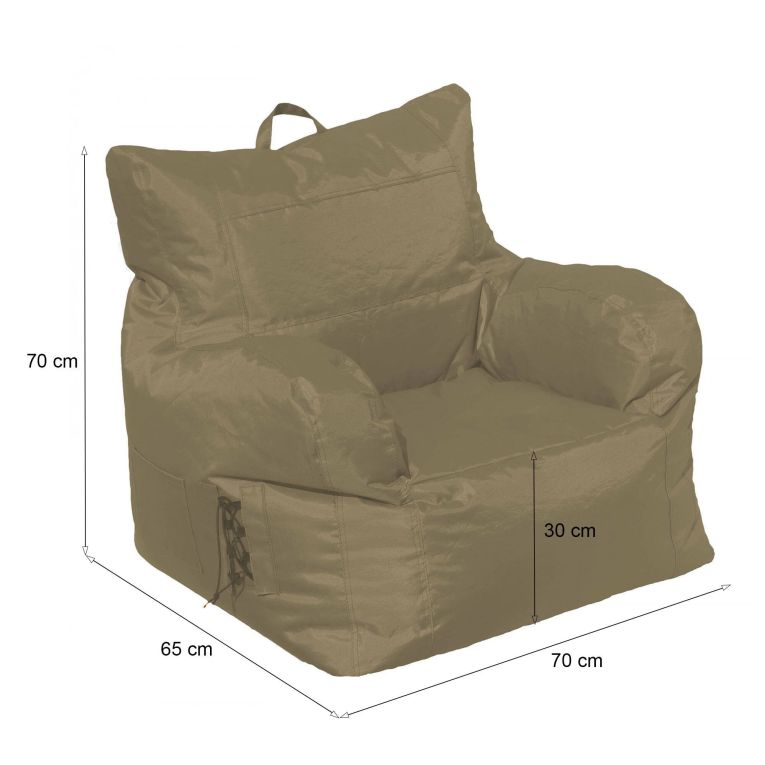 Poltrona Ababa, Seduta imbottita, Divano singolo da salotto, Sedia con braccioli, Made in Italy, 75x65 h70 cm, Beige