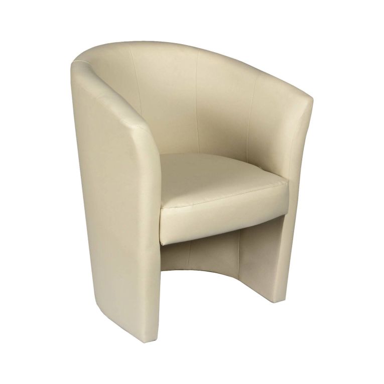 Poltrona Abrera, Poltrona da salotto, Seduta imbottita, Sedia con braccioli in ecopelle, 64x63h76 cm, Beige