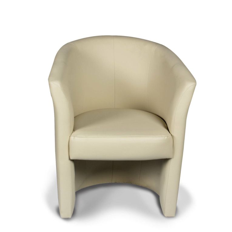 Poltrona Abrera, Poltrona da salotto, Seduta imbottita, Sedia con braccioli in ecopelle, 64x63h76 cm, Beige