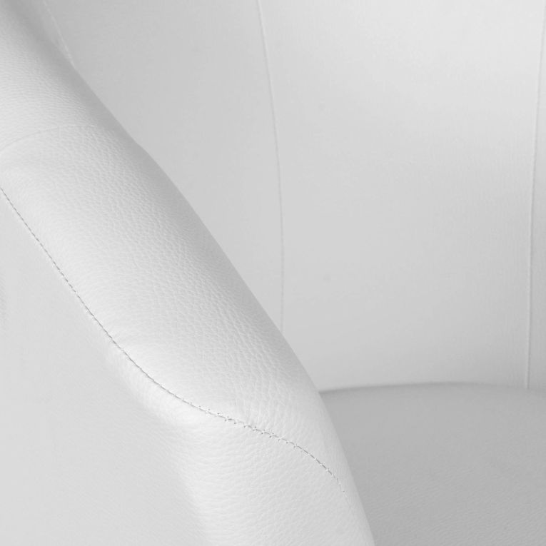Poltrona Abrera, Poltrona da salotto, Seduta imbottita, Sedia con braccioli in ecopelle, 64x63h76 cm, Bianco