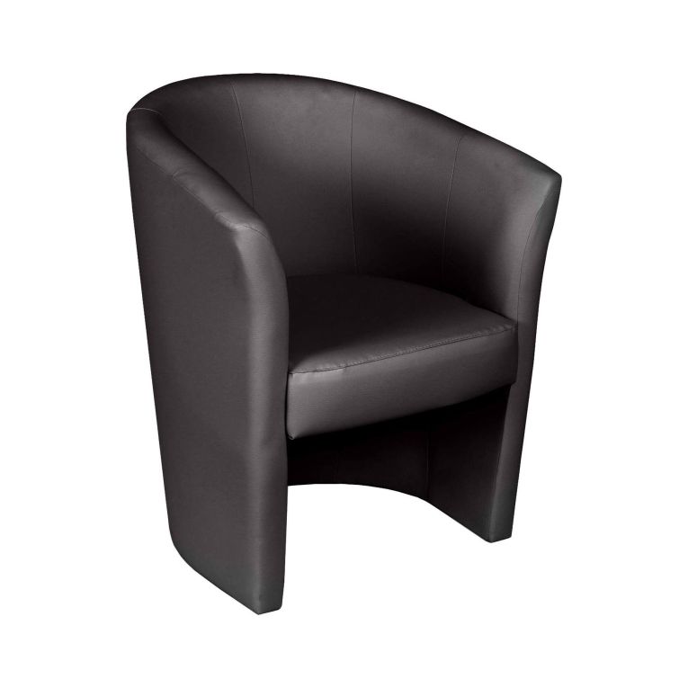 Poltrona Abrera, Poltrona da salotto, Seduta imbottita, Sedia con braccioli in ecopelle, 64x63h76 cm, Nero
