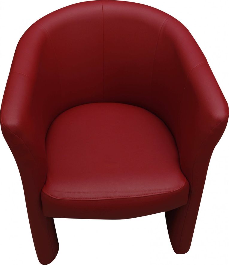 Poltrona Abrera, Poltrona da salotto, Seduta imbottita, Sedia con braccioli in ecopelle, 64x63h76 cm, Rosso