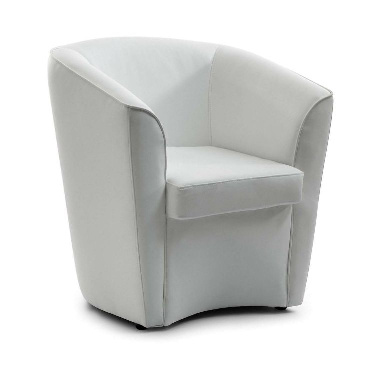 Poltrona Annaluna, Poltrona da salotto, 100% Made in Italy, Poltroncina relax in ecopelle, Cm 70x60h74, Bianco