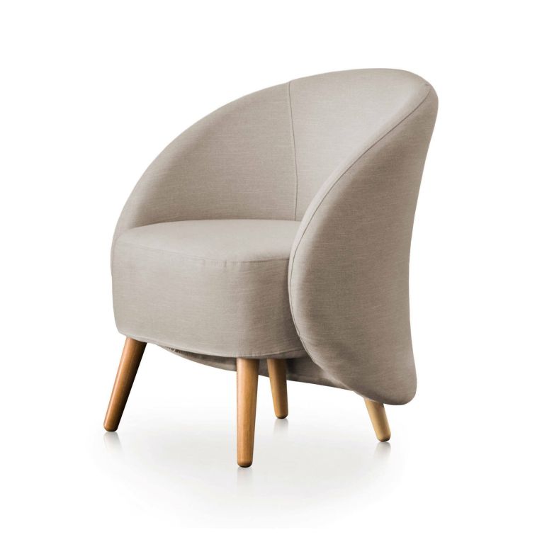 Poltrona Annarella, Poltrona di design da salotto, 100% Made in Italy, Poltroncina relax in tessuto imbottito, Cm 70x60h80, Tortora