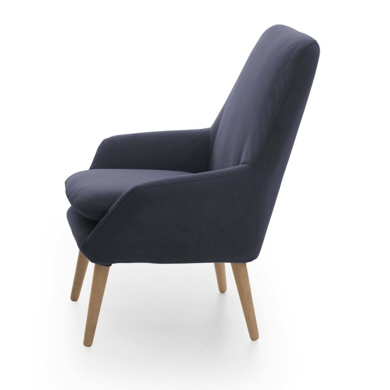 Poltrona Annarita, Poltrona di design da salotto, 100% Made in Italy, Poltroncina relax in tessuto imbottito, Cm 80x70h95, Blu