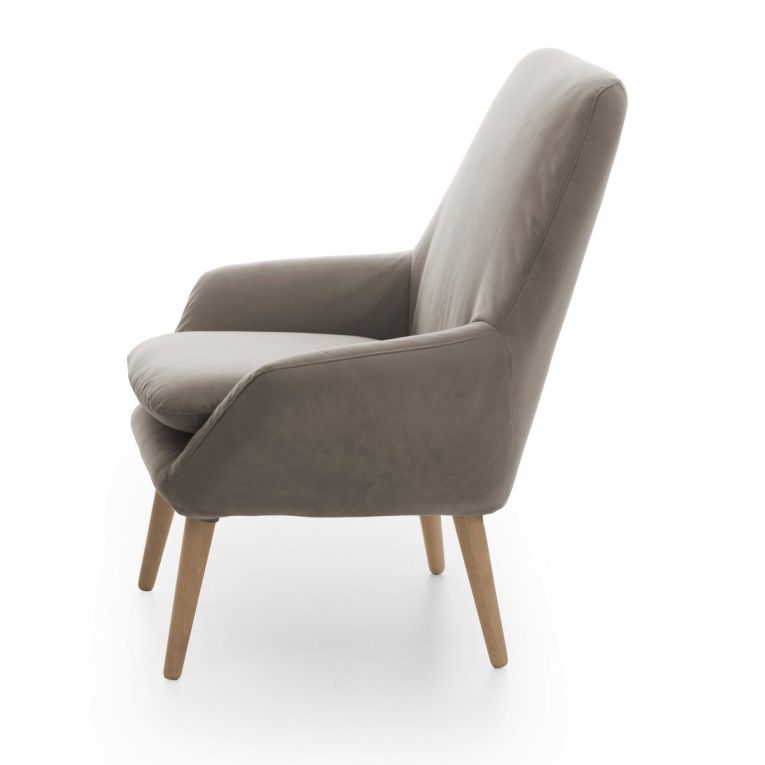Poltrona Annarita, Poltrona di design da salotto, 100% Made in Italy, Poltroncina relax in tessuto imbottito, Cm 80x70h95, Tortora