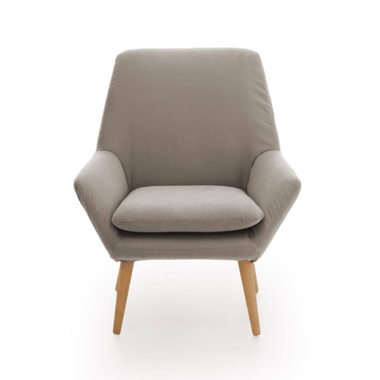 Poltrona Annarita, Poltrona di design da salotto, 100% Made in Italy, Poltroncina relax in tessuto imbottito, Cm 80x70h95, Tortora