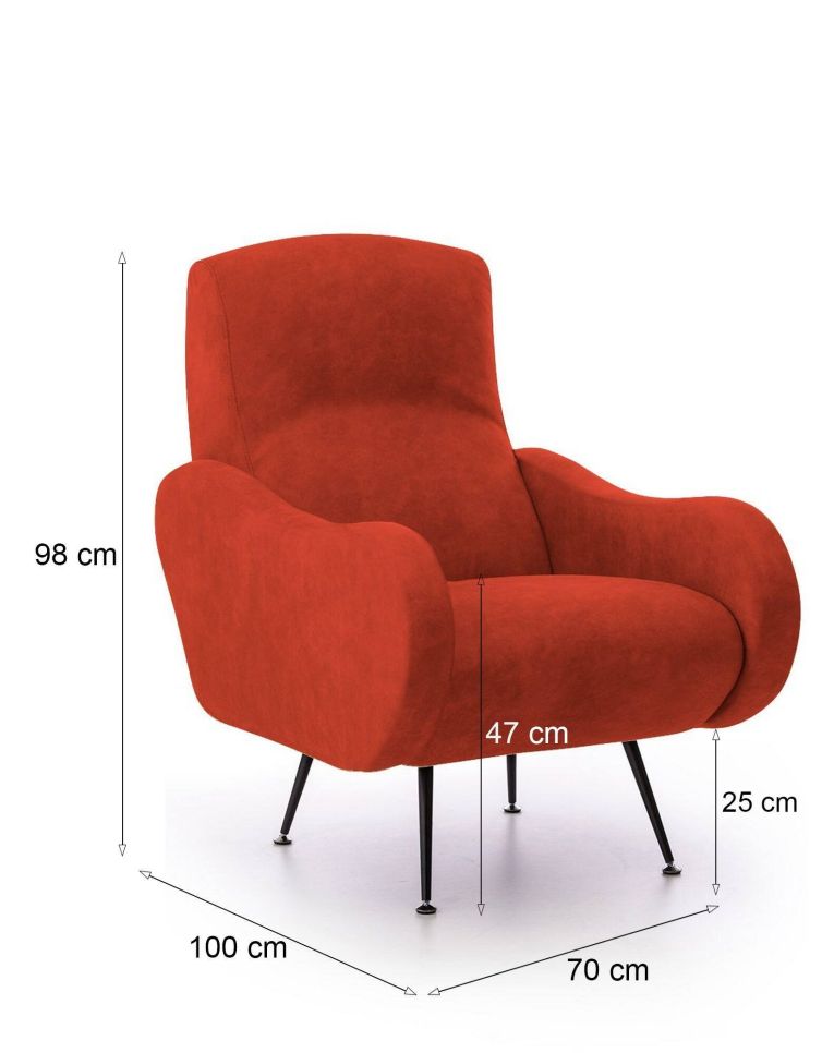 Poltrona Arancione Braccioli Peso Supportato 90 kg 70x100x98h cm, Materiale Struttura in Legno Made in Italy - Lasnigo