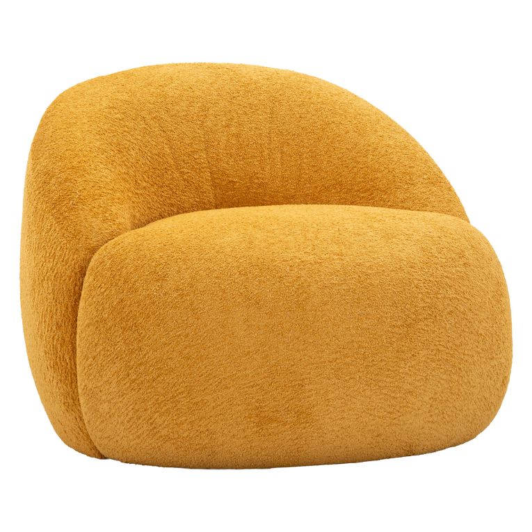 Poltrona Arancione Senape Rivestimento in Tessuto Bouclè Braccioli 80x56x83h cm, Materiale Struttura in Tessuto - Nubra