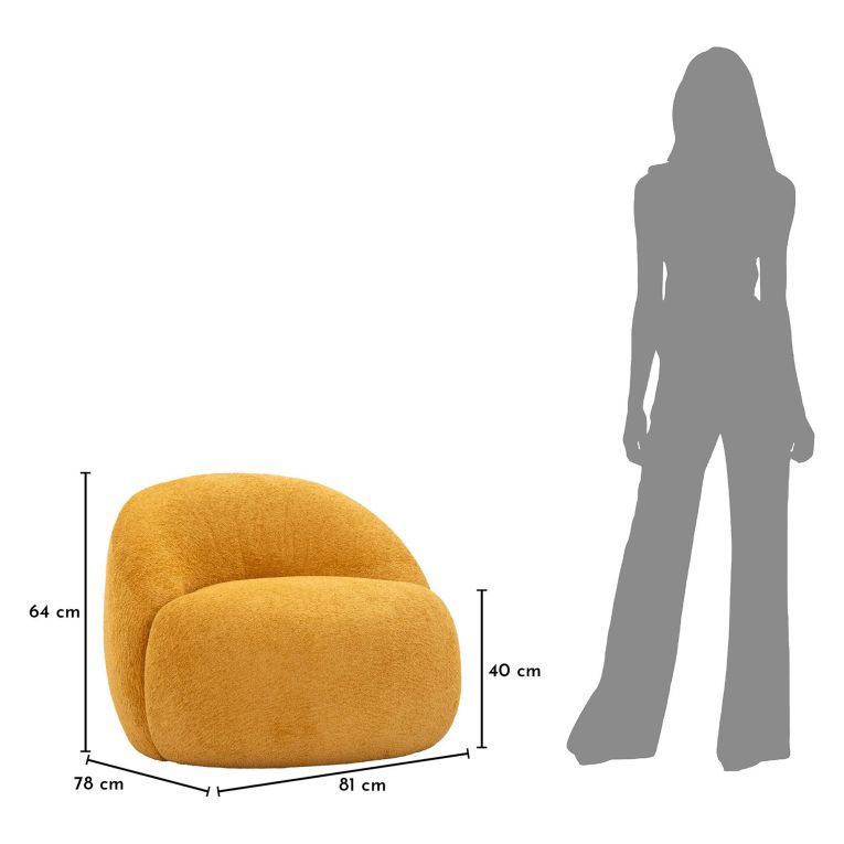 Poltrona Arancione Senape Rivestimento in Tessuto Bouclè Braccioli 80x56x83h cm, Materiale Struttura in Tessuto - Nubra