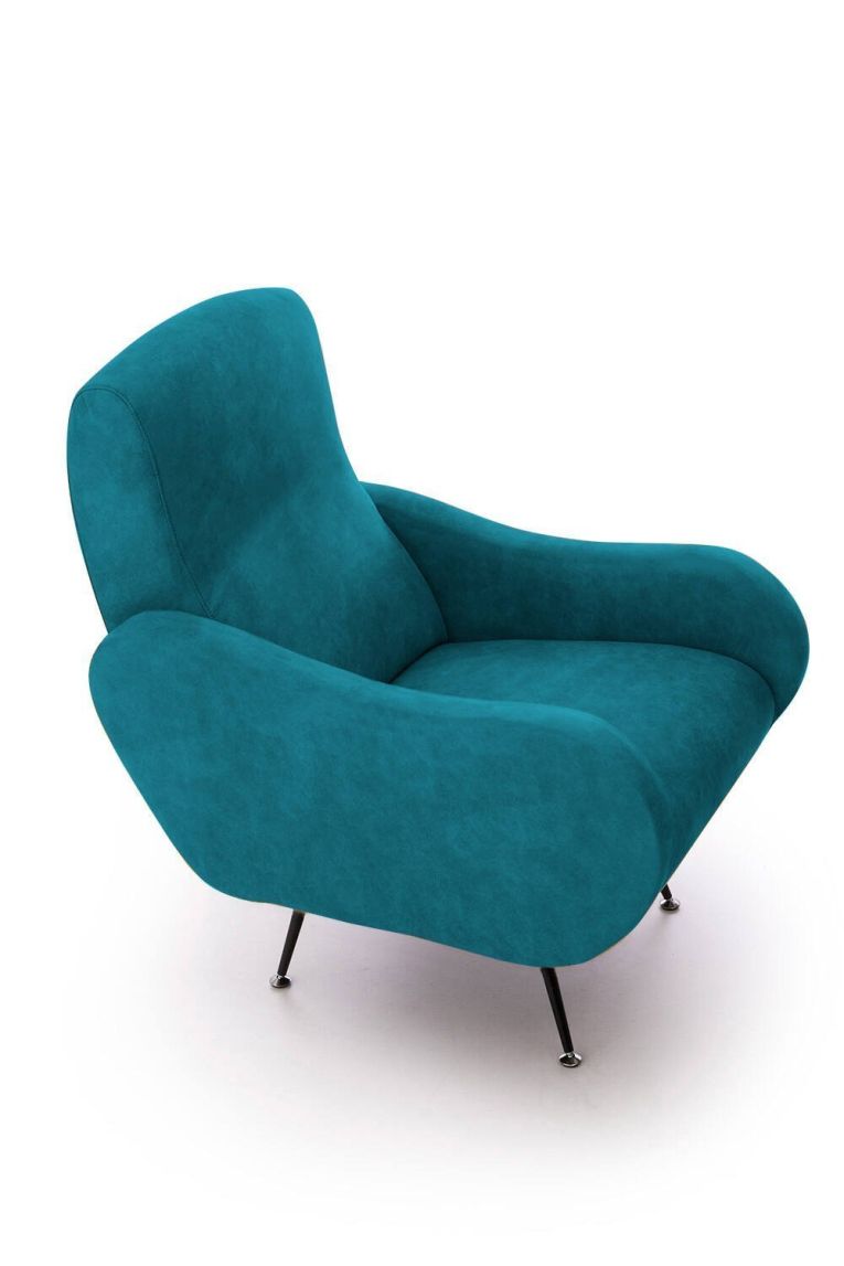Poltrona Azzurro Braccioli Peso Supportato 90 kg 70x100x98h cm, Materiale Struttura in Legno Made in Italy - Lasnigo