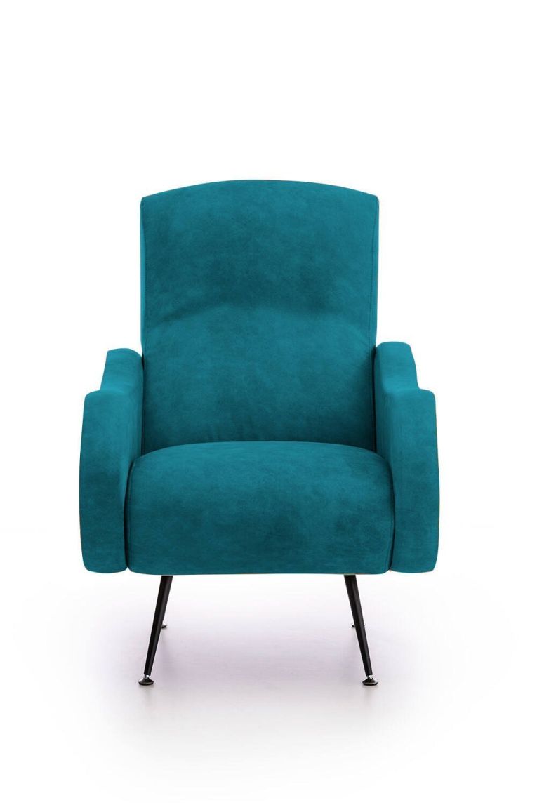 Poltrona Azzurro Braccioli Peso Supportato 90 kg 70x100x98h cm, Materiale Struttura in Legno Made in Italy - Lasnigo