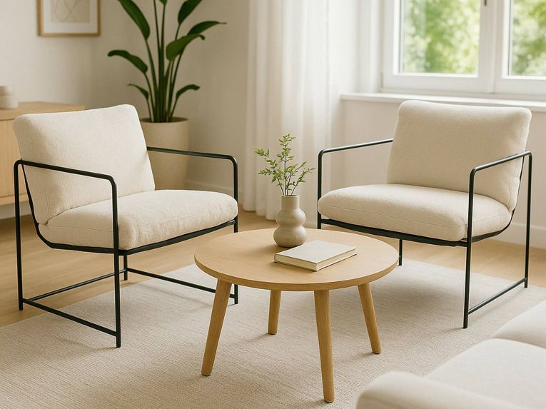 Poltrona Beige set da 2 Braccioli 61x67x75h cm, Peso Supportato 120 kg - Appare