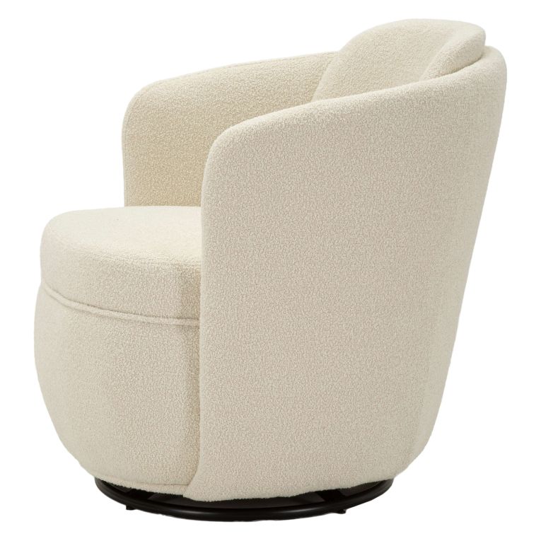 Poltrona Bianco Crema Nero Base Girevole Braccioli 70x72x75h cm, Materiale Struttura in Legno Nobilitato - Morond