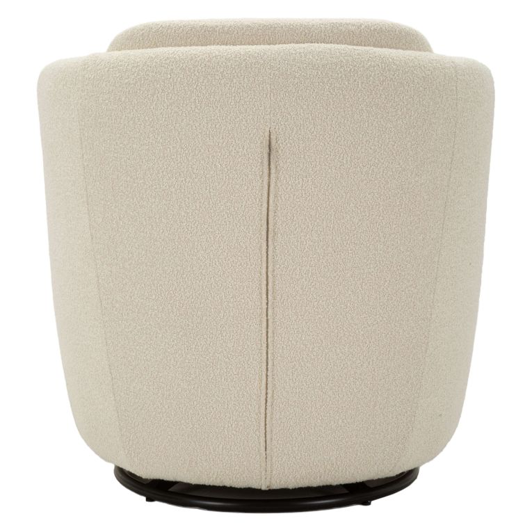 Poltrona Bianco Crema Nero Base Girevole Braccioli 70x72x75h cm, Materiale Struttura in Legno Nobilitato - Morond