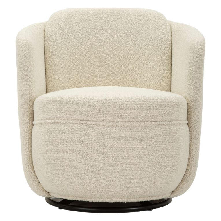 Poltrona Bianco Crema Nero Base Girevole Braccioli 70x72x75h cm, Materiale Struttura in Legno Nobilitato - Morond