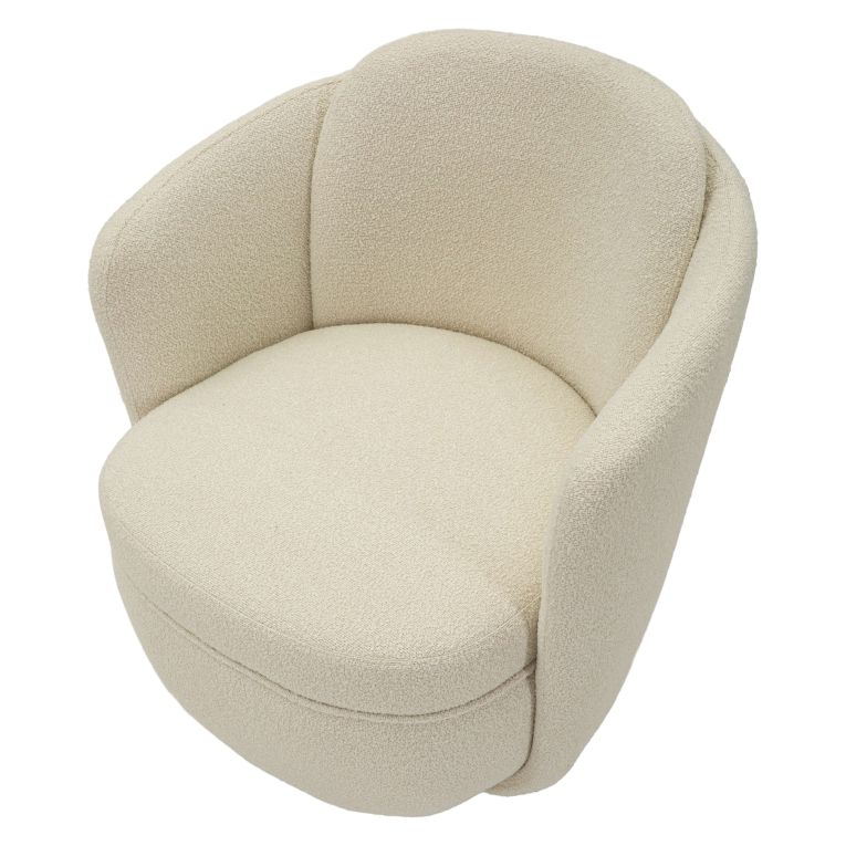 Poltrona Bianco Crema Nero Base Girevole Braccioli 70x72x75h cm, Materiale Struttura in Legno Nobilitato - Morond