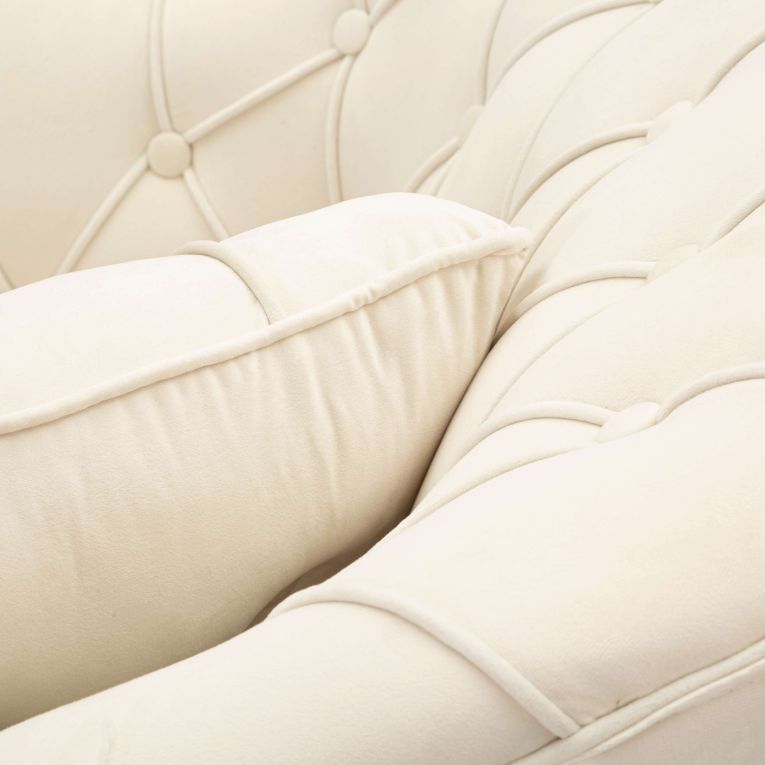 Poltrona Bianco Crema oro con Cuscino Braccioli 88x83x91h cm, Sfumatura Colore Struttura Crema - Turtuk