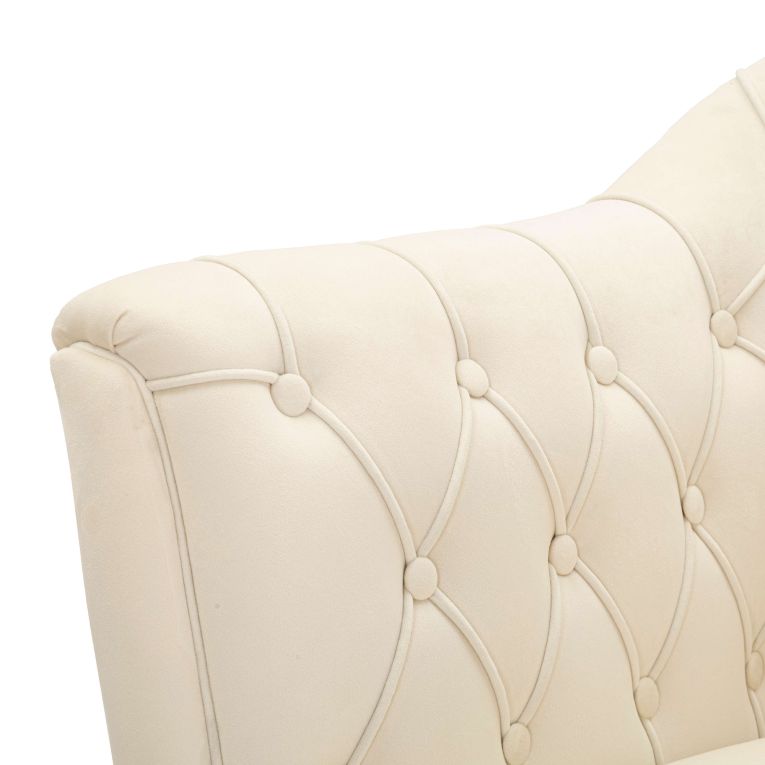 Poltrona Bianco Crema oro con Cuscino Braccioli 88x83x91h cm, Sfumatura Colore Struttura Crema - Turtuk