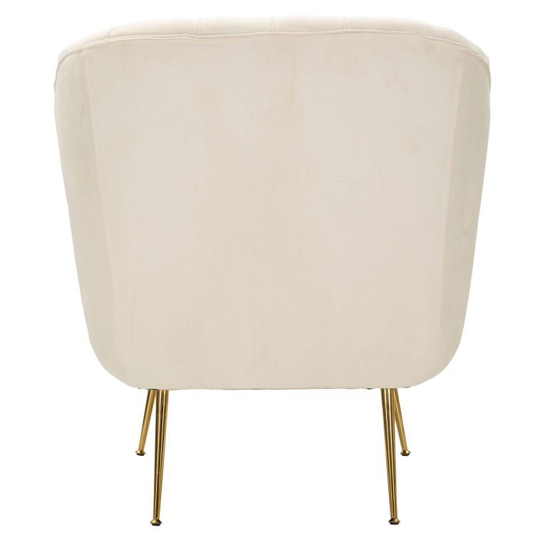 Poltrona Bianco Crema oro con Cuscino Braccioli 88x83x91h cm, Sfumatura Colore Struttura Crema - Turtuk