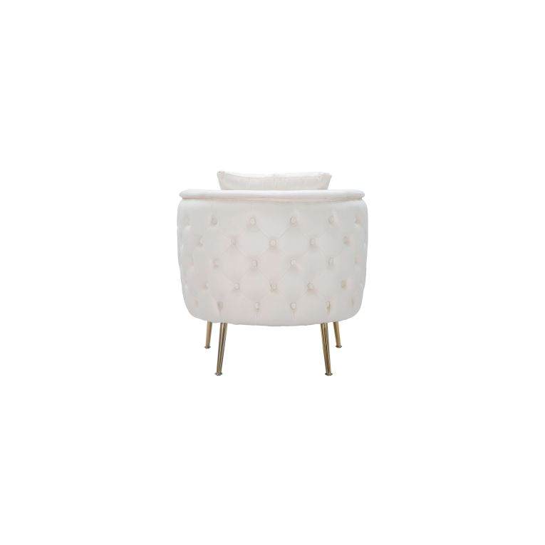 Poltrona Bianco Crema oro Rivestimento in Velluto Braccioli 76x74x71h cm, Materiale Struttura in Metallo - Killar