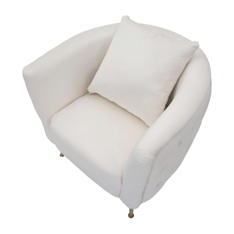 Poltrona Bianco Crema oro Rivestimento in Velluto Braccioli 76x74x71h cm, Materiale Struttura in Metallo - Killar