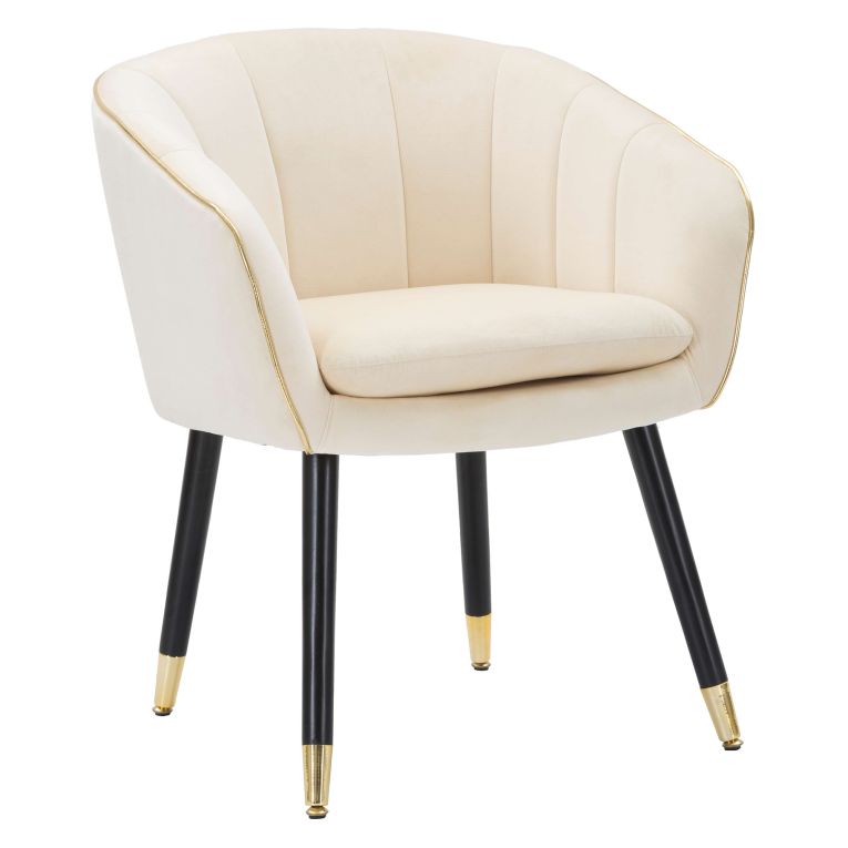 Poltrona Bianco oro Braccioli Materiale Struttura in Tessuto 62x58x78h cm, Colore Struttura oro - Cachi