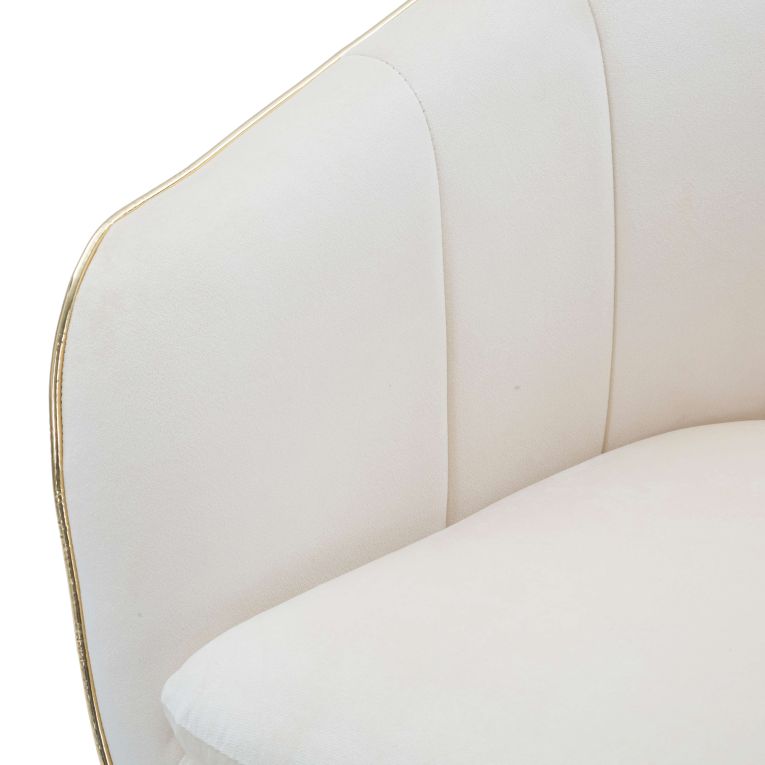 Poltrona Bianco oro Braccioli Materiale Struttura in Tessuto 62x58x78h cm, Colore Struttura oro - Cachi
