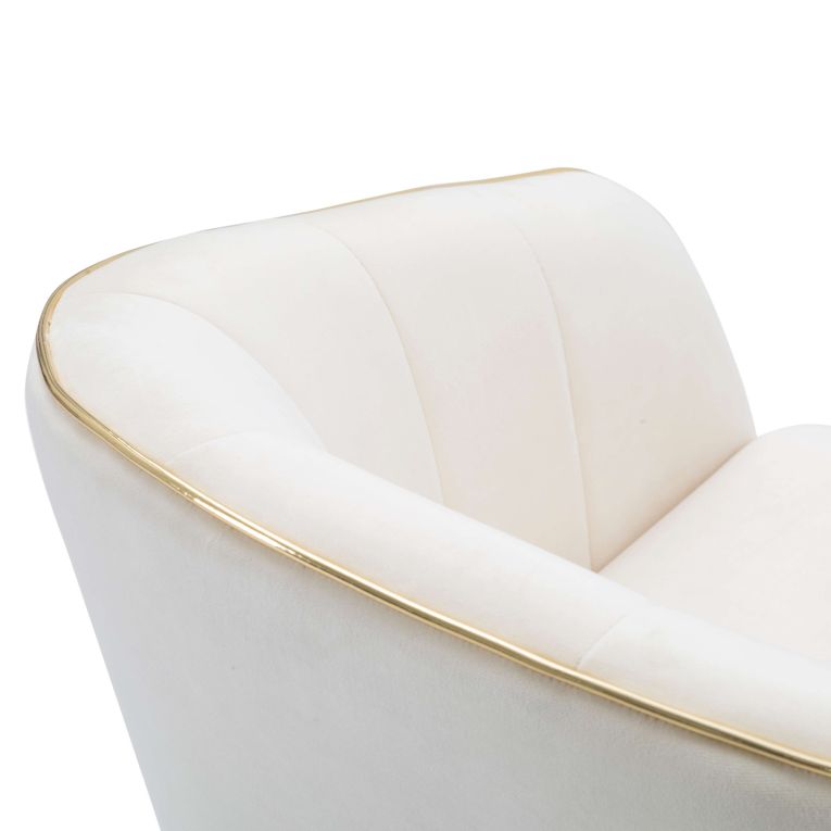 Poltrona Bianco oro Braccioli Materiale Struttura in Tessuto 62x58x78h cm, Colore Struttura oro - Cachi