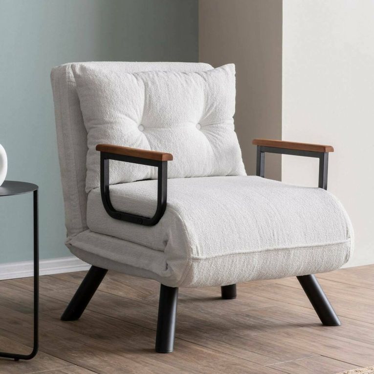 Poltrona Bianco Reclinabile Braccioli 60x78x78h cm, Peso Supportato 100 kg - Keoni