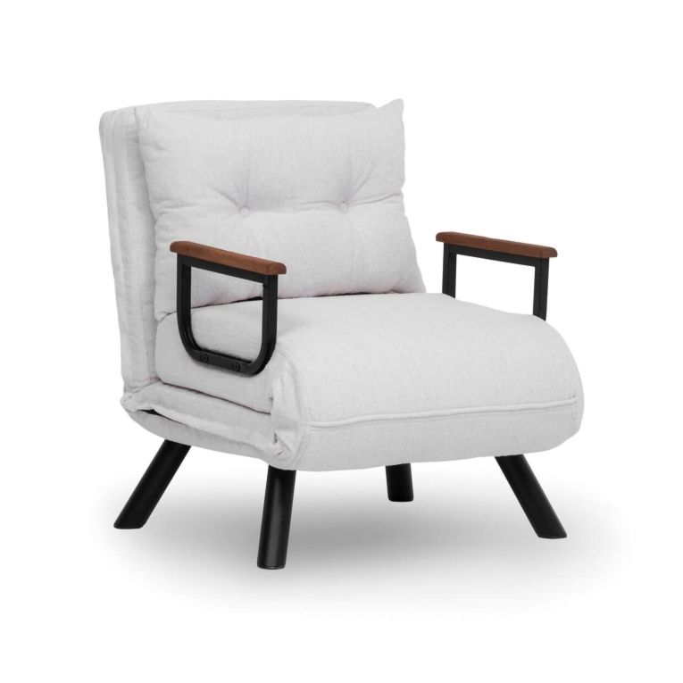Poltrona Bianco Reclinabile Braccioli 60x78x78h cm, Peso Supportato 100 kg - Keoni