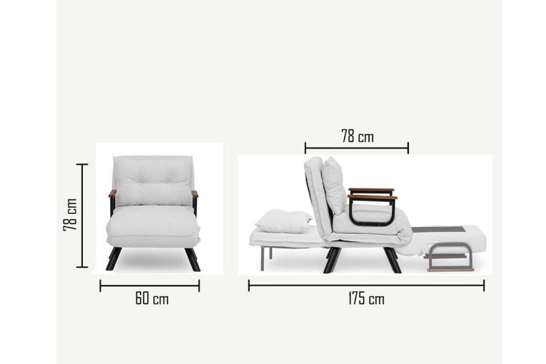Poltrona Bianco Reclinabile Braccioli 60x78x78h cm, Peso Supportato 100 kg - Keoni