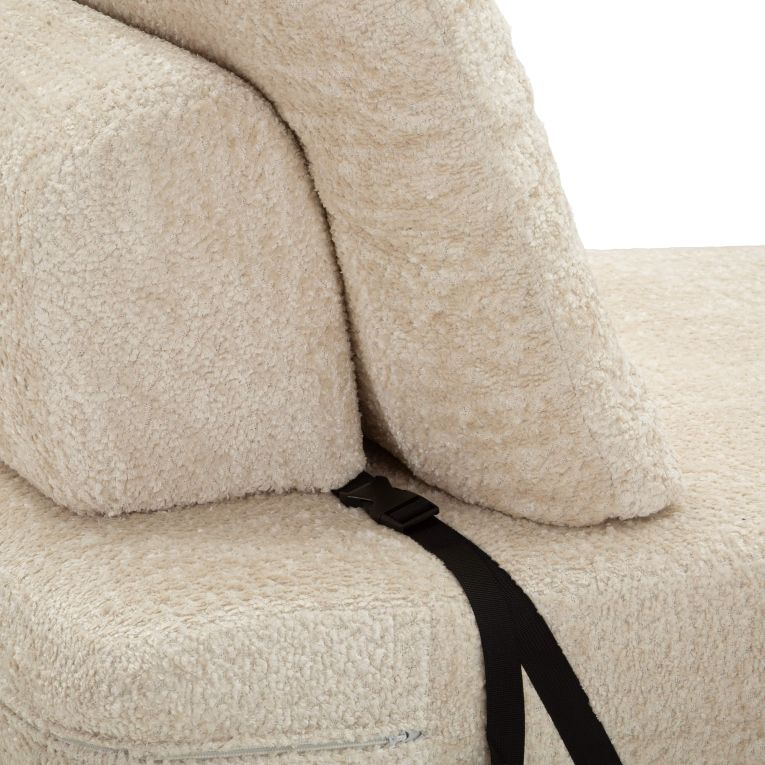 Poltrona Bianco Reclinabile Trasformabile in Letto, Rivestimento in Tessuto Bouclè 31x31x97h cm, Materiale Struttura in Tessuto - Abyane