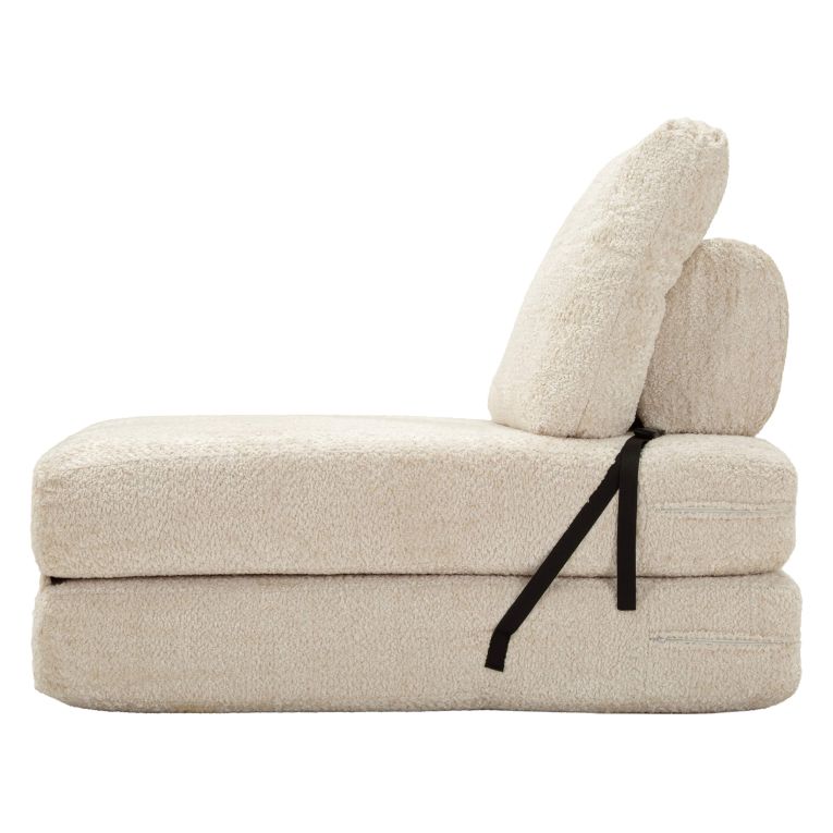 Poltrona Bianco Reclinabile Trasformabile in Letto, Rivestimento in Tessuto Bouclè 31x31x97h cm, Materiale Struttura in Tessuto - Abyane