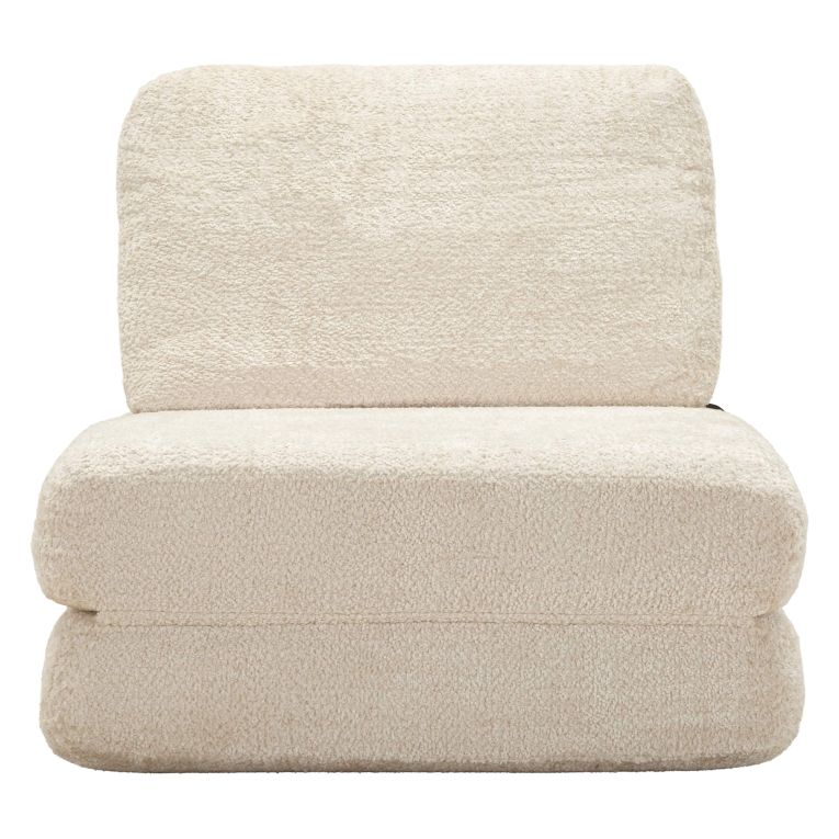 Poltrona Bianco Reclinabile Trasformabile in Letto, Rivestimento in Tessuto Bouclè 31x31x97h cm, Materiale Struttura in Tessuto - Abyane
