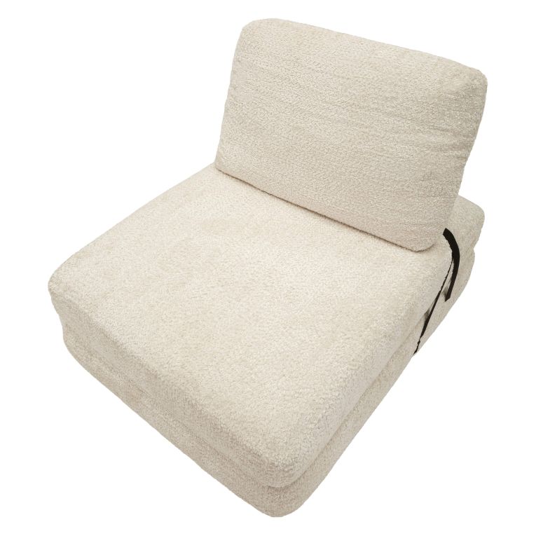 Poltrona Bianco Reclinabile Trasformabile in Letto, Rivestimento in Tessuto Bouclè 31x31x97h cm, Materiale Struttura in Tessuto - Abyane