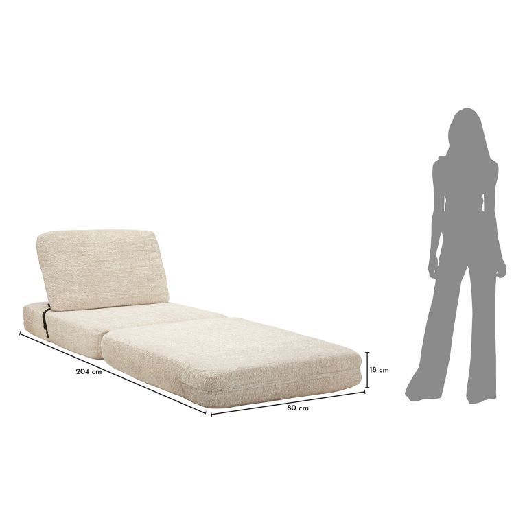 Poltrona Bianco Reclinabile Trasformabile in Letto, Rivestimento in Tessuto Bouclè 31x31x97h cm, Materiale Struttura in Tessuto - Abyane