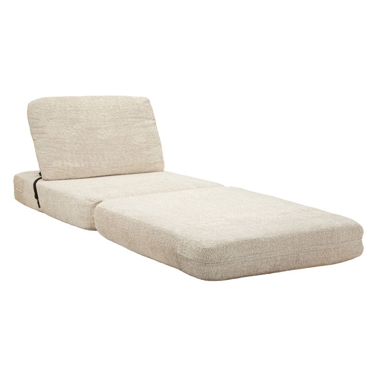 Poltrona Bianco Reclinabile Trasformabile in Letto, Rivestimento in Tessuto Bouclè 31x31x97h cm, Materiale Struttura in Tessuto - Abyane