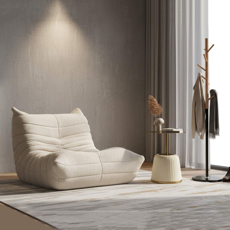 Poltrona Bianco Rivestimento in Tessuto Bouclè Materiale Struttura in Tessuto 27x27x108h cm, Altezza Seduta 45 cm - Battam