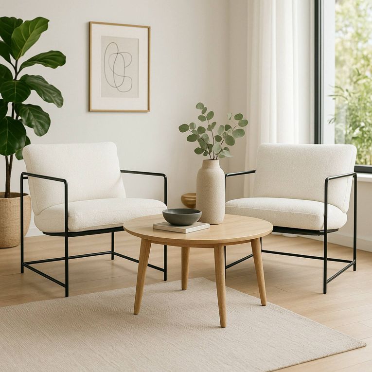 Poltrona Bianco set da 2 Braccioli 61x67x75h cm, Peso Supportato 120 kg - Appare